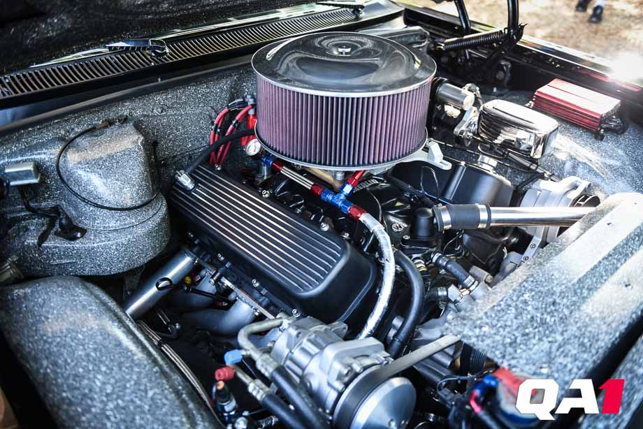 A 475 cubic inch big block Chevy engine based on a 2 bolt main 454 block.