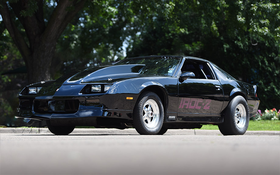 A third gen chevy camaro built for drag racing.