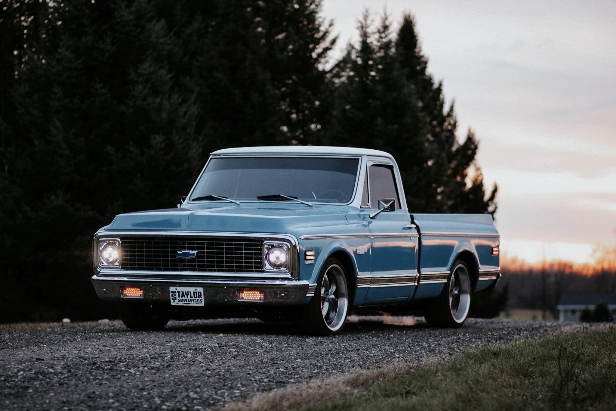 Chevrolet C10 pickup truck with QA1 suspension upgrades.