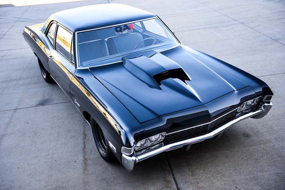 A black 1968 Chevrolet Biscayne featuring QA1 suspension system for GM B Body.