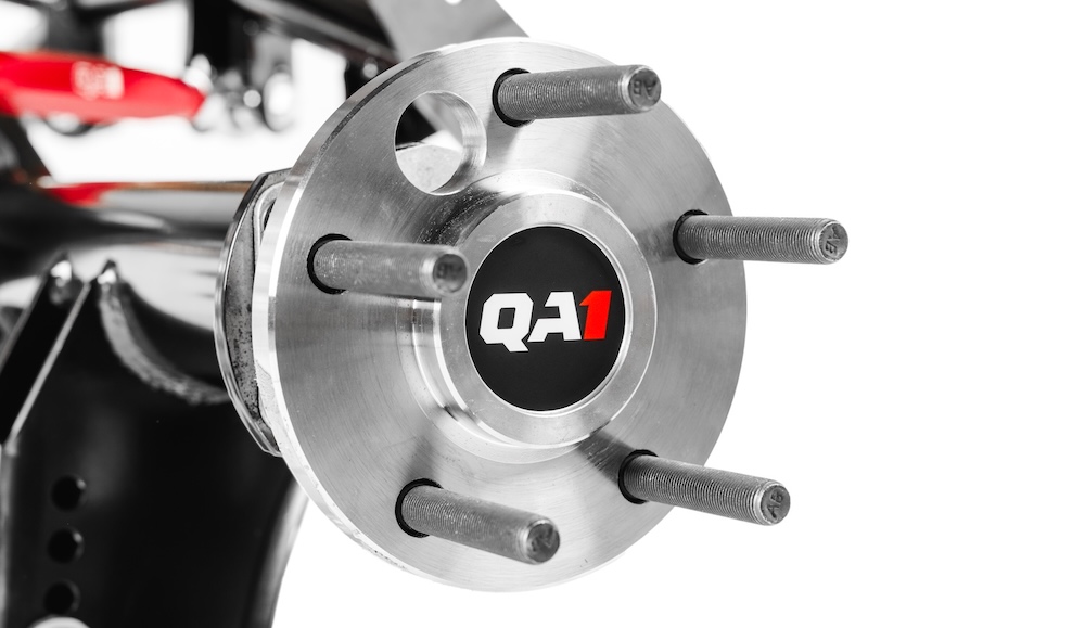 QA1’s 9-inch rearend includes 31-spline axles rated for 650 horsepower, pre-installed roller bearings, and pressed-in wheel studs for high durability and easy installation.