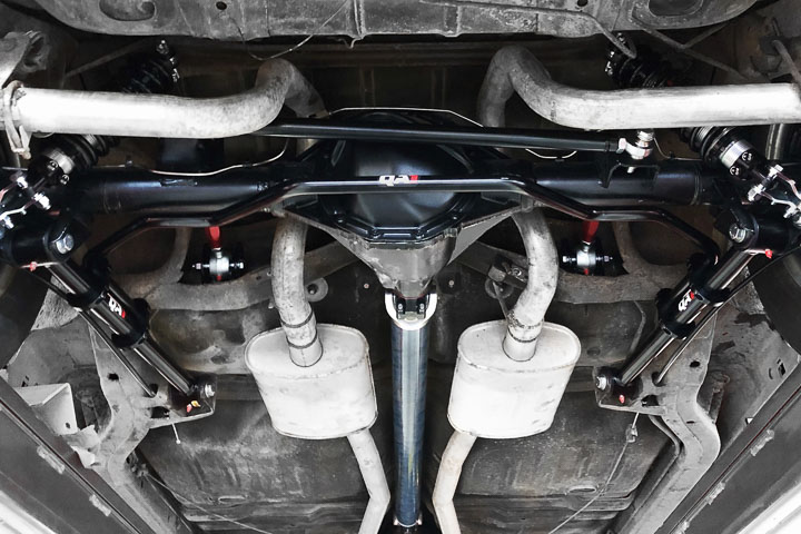 Underside of a car with a QA1 sway bar